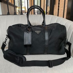 Prada Black Nylon Boston Travel Duffle Bag w/ cert
